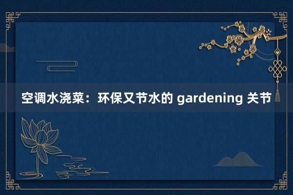 空调水浇菜：环保又节水的 gardening 关节